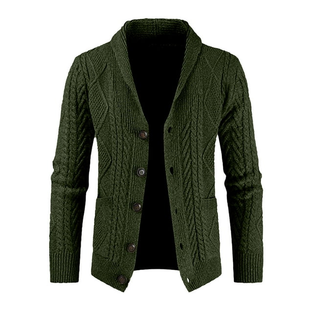 JMIERR Mens Casual Long Sleeve Cardigan Sweater Cable Knit Buttons Down