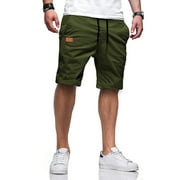 JMIERR Mens Casual Short - Cotton Drawstring Summer Stretch Twill Cargo Beach Shorts with Pocket