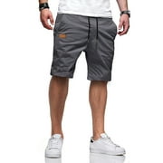 JMIERR Mens Casual Shorts - Cotton Drawstring Summer Stretch Twill Cargo Beach Shorts with Pocket