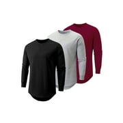 JMIERR Mens Crewneck Long Sleeve Classic t Shirt Thermal Cotton T Shirts Longline Under Shirts 3 Pack,S-3XL