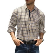 JMIERR Mens Dress Plaid Shirts 100% Cotton Button Down Long Sleeve Regular Fit Formal Business Shirts S-XXL
