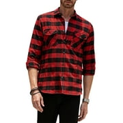 JMIERR Mens Plaid Flannel Shirts Long Sleeve Casual Shirt for Men Checked Button Down Regular Fit