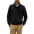 JMIERR Mens Quilted Sweatshirt Casual Long Sleeve Outdoor Stand Collar Button Pullover
