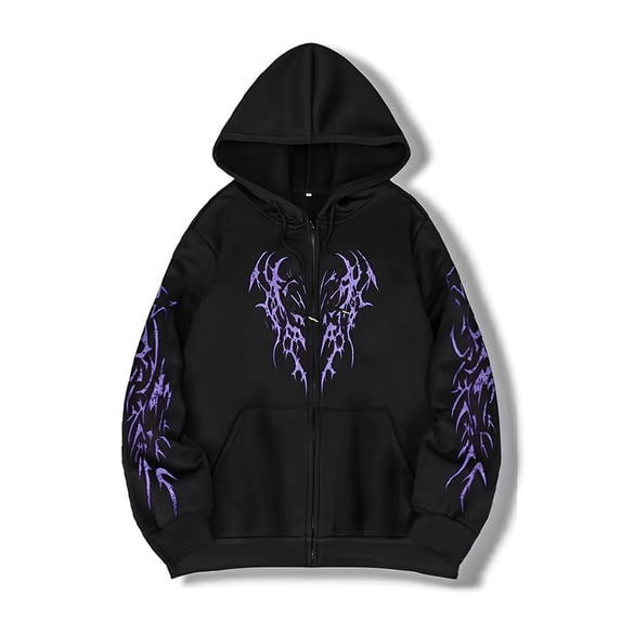 JMKEY Unisex Y2K Zip Up Hoodie Zip Up Graphic Hoodie Long Sleeve Drawstring Thermal Jacket Sweatshirt