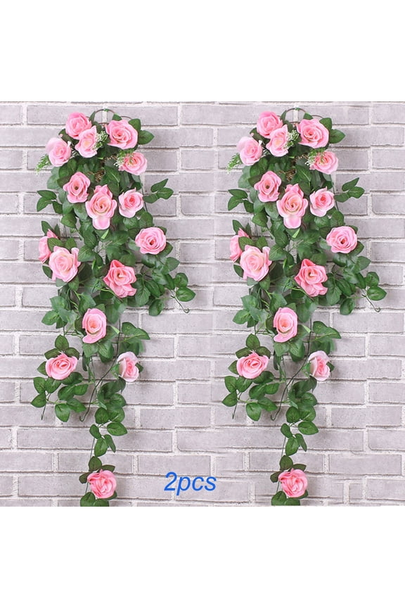2 Pack Artificial Rose Flower Garland - 36 Inch Simulation Floral Vine for Wedding Home Party and Indoor Outdoor Decoration