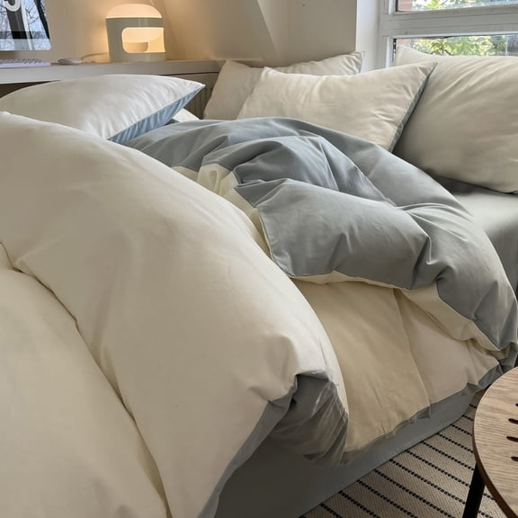 JMKQLZ 4-Piece Bedding Set Washable Breathable Material for Comfortable Sleep, Double-Sided Design with Modern Style for Bedroom Decor and Easy Maintenance