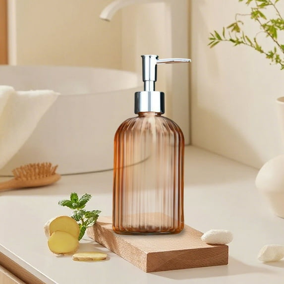 JMKQLZ 400ml Vertical Stripe Colorful Soap Dispenser, Press-Type Refillable Bottle Household Hands Sanitizer Bottle
