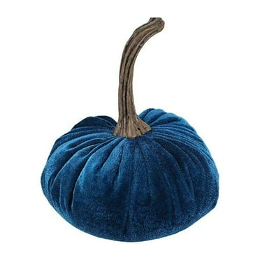 JMKQLZ 5.9 in Artificial Fabric Pumpkin Decoration for Fall Thanksgiving Hallween - Blue