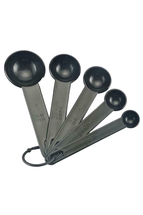 5-Piece Stackable Plastic Measuring Spoon Set for Baking - Accurate Teaspoon and Tablespoon Kitchen Utensils with Clear Measurement Markings