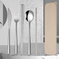 thumbnail image 1 of 7 Piece Portable Stainless Steel Cutlery Set with Storage Case - Outdoor Camping Travel Dining Utensils Fork Spoon Knife Chopsticks Complete Meal Solution Kit, 1 of 6