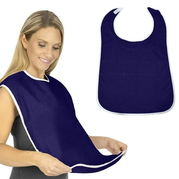 JMKQLZ Adjustable Adult Feeding Bib with Waterproof Lining - Reusable Mealtime Protection for Elderly Care - Soft Polyester Fabric Dining Apron for Rehabilitation Assistance