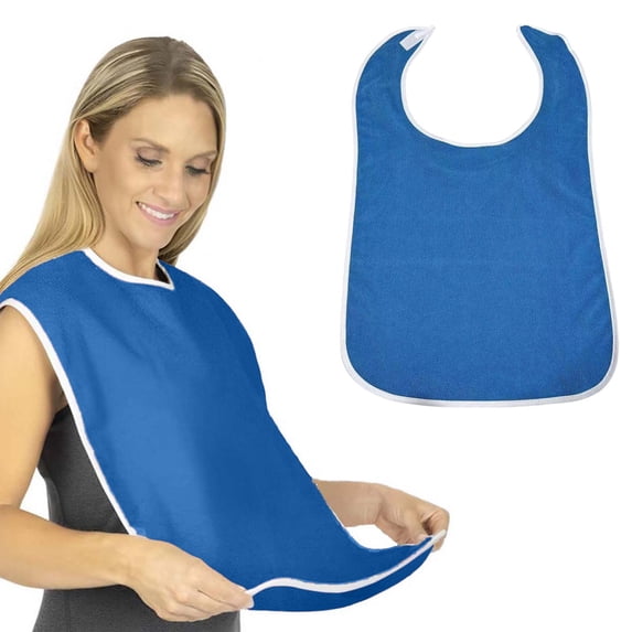 JMKQLZ Adjustable Adult Feeding Bib with Waterproof Lining - Reusable Mealtime Protection for Elderly Care - Soft Polyester Fabric Dining Apron for Rehabilitation Assistance