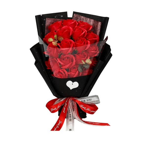 JMKQLZ Artificial Roses Flower Bouquet Fake Flower Simulated Flowers Bouquet Preserved Flowers for Girlfriend Valentines Day Birthday Gift Home Room Wedding Decoration (Red)
