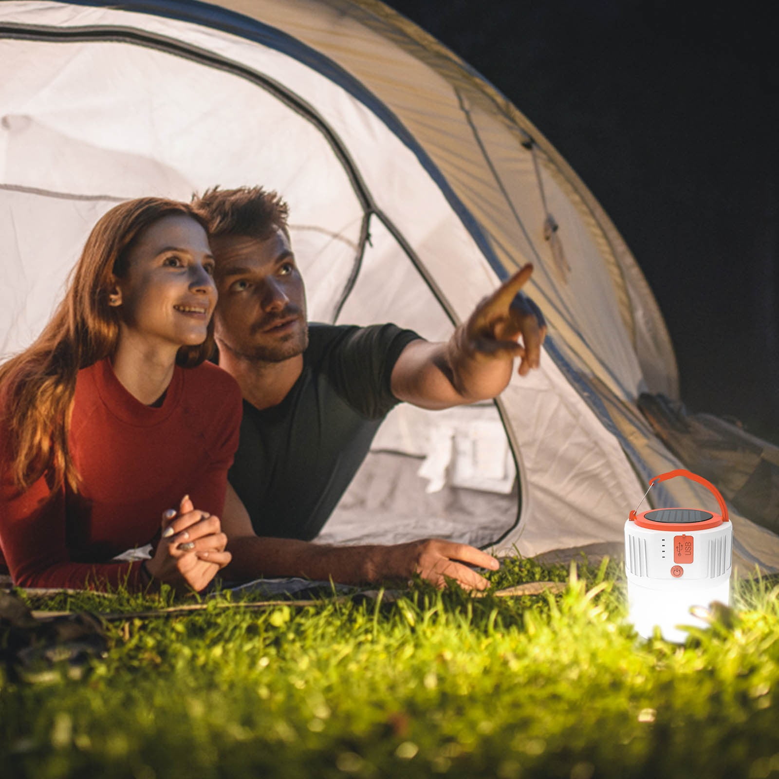 JMKQLZ Camping Lights, Rechargeable Camping Lantern Solar Lamps, LED Tent Light Ultra Bright for Camping Hiking Fishing Outdoor Party