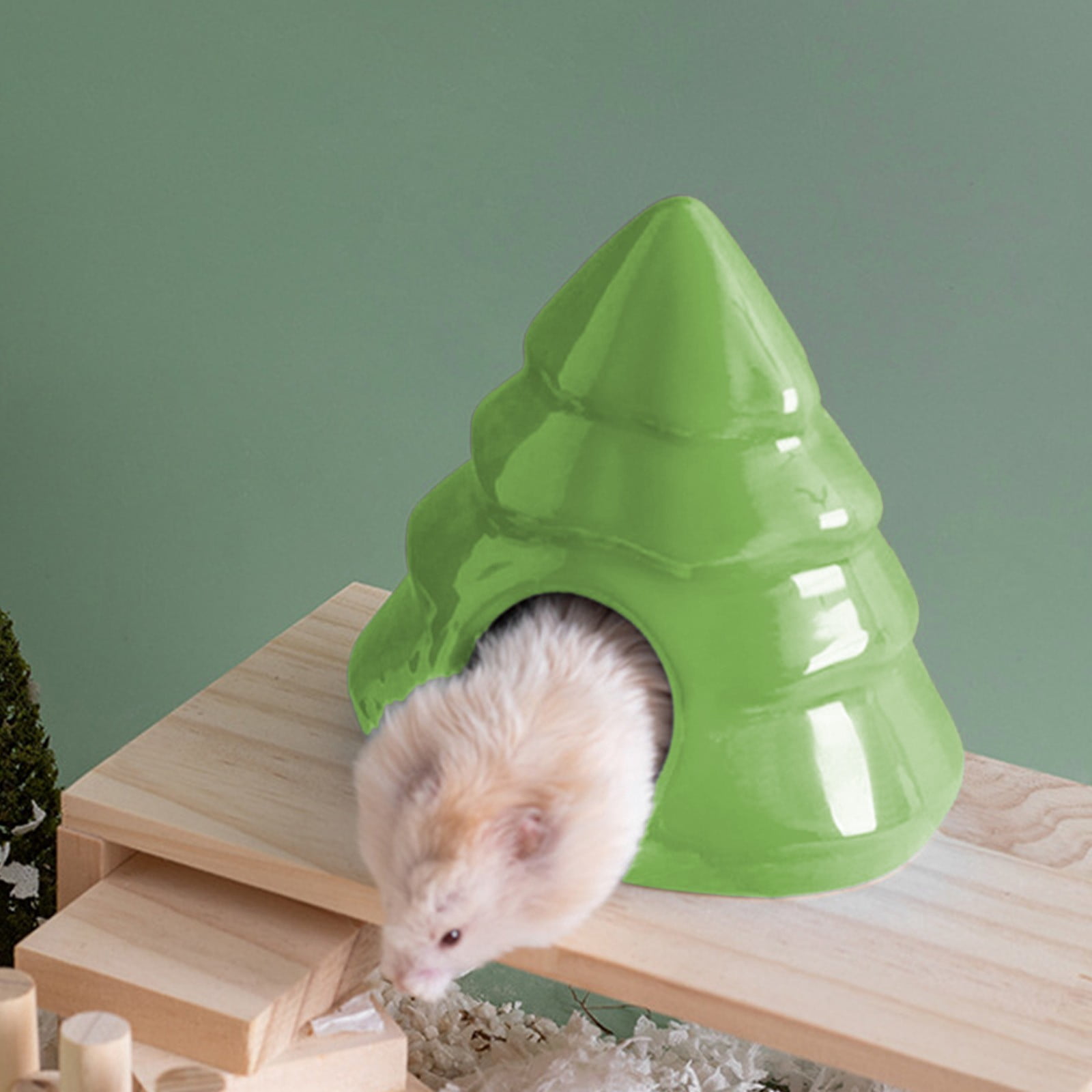 JMKQLZ Ceramic Hamster House with Seasonal Design, Spacious Hideaway ...