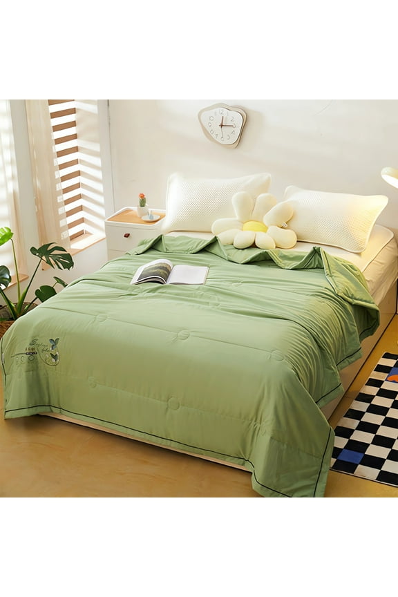 Comforter - Lightweight All Seasons Luxurious Brushed Microfiber Comforter,Moisture Wicking Treatment, Lightweight and Soft Bed Cover For Summer Quilts with Cotton