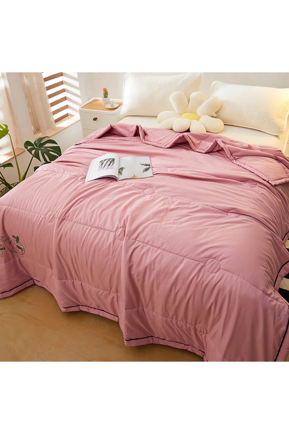Comforter - Lightweight All Seasons Luxurious Brushed Microfiber Comforter, Moisture Wicking Treatment, Lightweight and Soft Bed Cover For Summer Quilts with Cotton, 78.74*59In