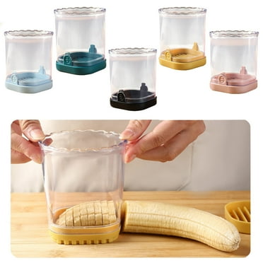 JMKQLZ Cup Slicer, Stainless Steel Fruit Slicer with Storage Container, Cup Slicer Fruit and Vegetable Kitchen Gadgets, Kitchen Essentials, Portable Slicing Tool
