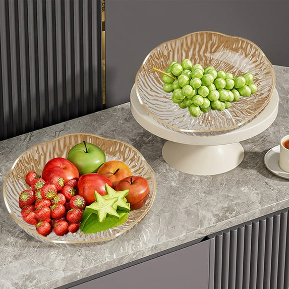 Decorative Plastic Serving Tray with Drainage Function - Elevated Pedestal Design Multi-Purpose Fruit Snack Platter for Home Decor Easy to Clean