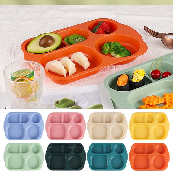 JMKQLZ Divided Food Plates,Wheat Straw Tray,5-Compartment Unbreakable Fast Food Tray,Dishwasher Safe,Lightweight,Wheat Straw Tableware Children's Kindergarten Divided Meal Plate Student Lunch Plate