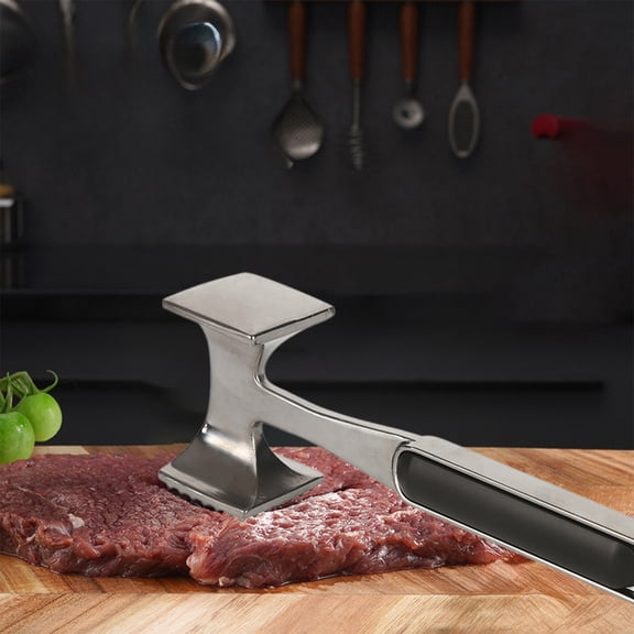 Dual Sided Meat Tenderizer with Textured and Flat Pounding Surfaces - Aluminum Alloy Construction with Hang Hole for Easy Storage Kitchen Meat Preparation Tool