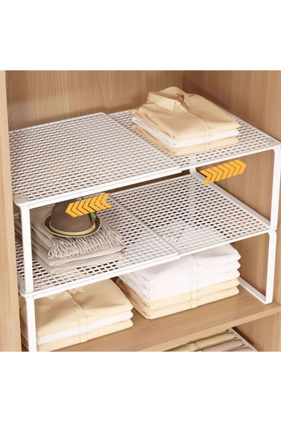 Expandable Wardrobe Shelf Divider, Metal Material, Space-Saving Organizer Rack for Kitchen Bathroom Shoe Cabinet