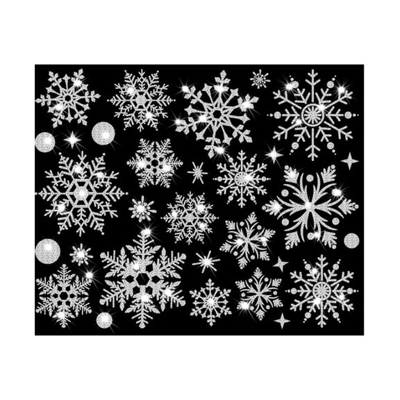 JMKQLZ Festive Snowflake Glitter Static Cling Stickers for Windows Doors Walls Holiday Season Decor Easy Application Removal No Glue Required Multipurpose