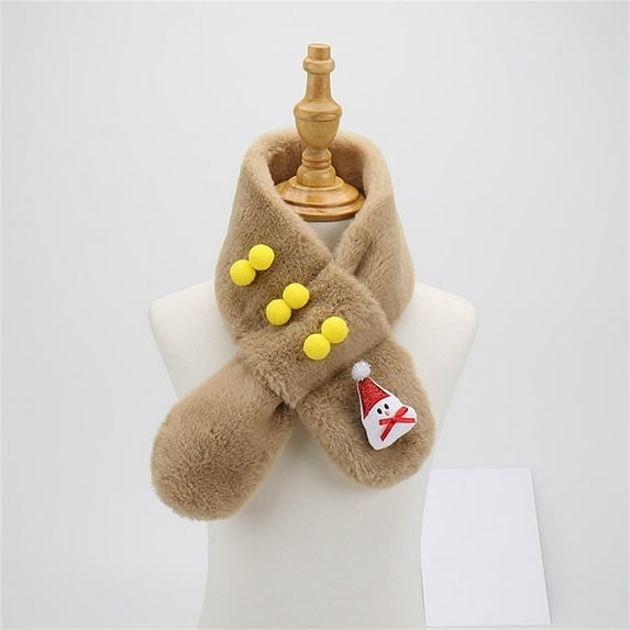 JMKQLZ Fleece Boys Girls Scarf Winter Autumn Kids Warm Scarf Cute Thick Neck Warmer Solid Color Children Scarf 1-12Years