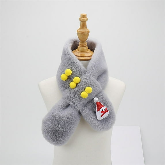 JMKQLZ Fleece Boys Girls Scarf Winter Autumn Kids Warm Scarf Cute Thick Neck Warmer Solid Color Children Scarf 1-12Years