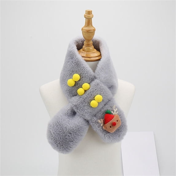 JMKQLZ Fleece Boys Girls Scarf Winter Autumn Kids Warm Scarf Cute Thick Neck Warmer Solid Color Children Scarf 1-12Years