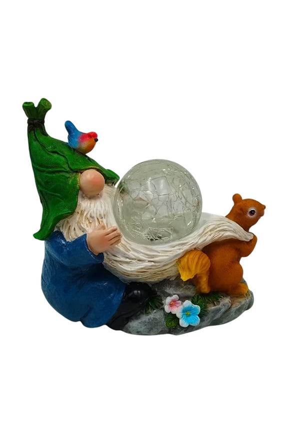Garden Gnomes Statue Outdoor Lights,Solar Gnome Statue for Outside -Resin Blue Gnome Yard Art Gifts for Mom,Grandmam Birthday Gift,Children's Gift,Christams Day,Fairy Tale,Kindergarten Decor