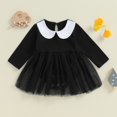 thumbnail image 1 of JMKQLZ Girls Fashion Casual New Style Mesh Dress Children's Long Sleeve Doll Collar Bodysuit Cute Baby Princess Dress, Black, Size: 12 Months, 1 of 8