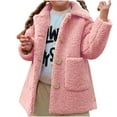 thumbnail image 1 of JMKQLZ Girls Fleece Long Coat Tollder Kids Solid Color Winter Fleece Outwear Windproof Warm Lapel Clothes Jacket for 2-9Years, 1 of 9