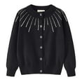 thumbnail image 1 of JMKQLZ Kids Cardigan Sweater with Rhinestone Long Sleeve School Uniform Knit Cardigan Button Cable Clousure Sweater for Fall and Winter, 1 of 9