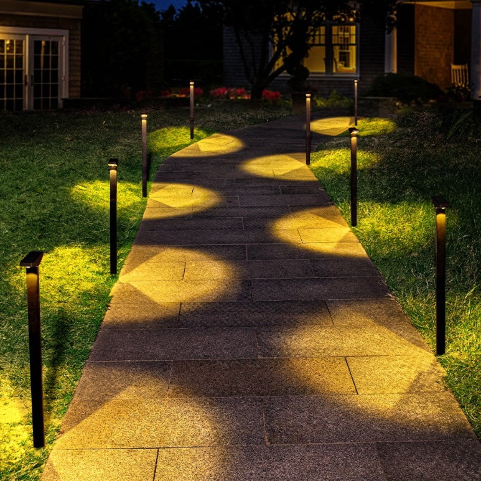JMKQLZ LED Auto Solar Powered Outdoor Path Lights with Watertight Lens ...
