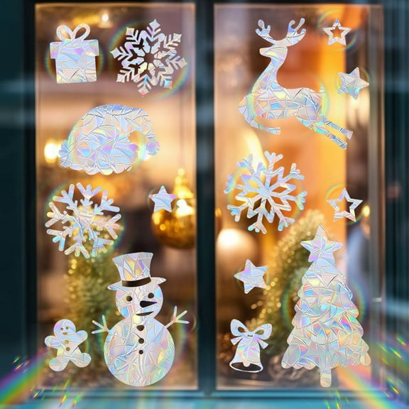 JMKQLZ Large Snowman Christmas Window Clings, Double-Sided PVC Stickers for Glass Decoration, Reusable and Removable Design for Home and Office Festive Christmas Decor