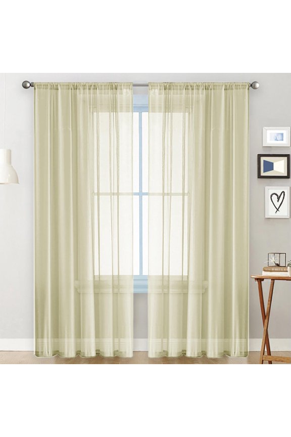 Light Filtering Polyester Window Curtain with Rod Pocket, Semi-Sheer Panel for Living Room and Bedroom, Soft and Durable Home Decor Enhancement