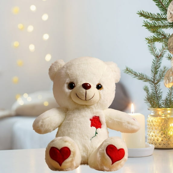 JMKQLZ Light up White Teddy Bear LED Stuffed Animal Soft Nightlight Glow Bear Plush Toy Gifts for Kids Mom Girls Birthday Christmas Stocking Stuffers Gifts
