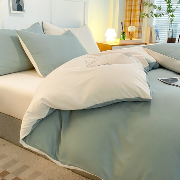 JMKQLZ Luxury 4-Piece Bedding Set - Soft Polyester Bed Sheets with Quilt Cover and Pillowcases for Stylish Bedroom Decor