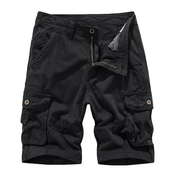 JMKQLZ Men's Cargo Shorts Slim Fit Multi-Pocket Outdoor Camouflage Cargo Short Pants - Black - XL