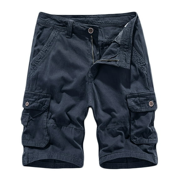 JMKQLZ Men's Cargo Shorts Slim Fit Multi-Pocket Outdoor Camouflage Cargo Short Pants - Dark Blue - 3XL