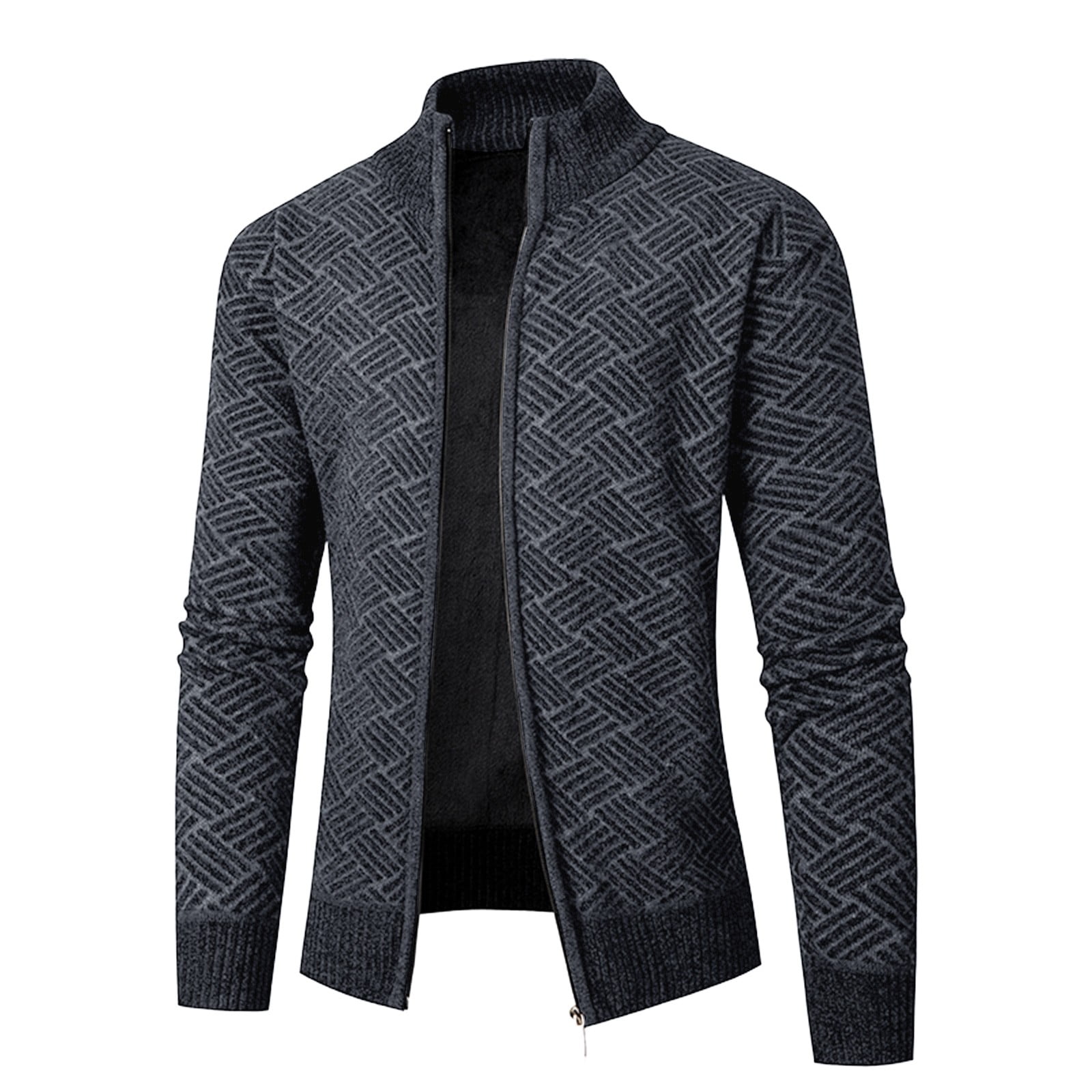 JMKQLZ Men's Casual Winter Standing Collar Long Sleeved Hooded Zipper