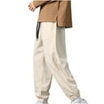 thumbnail image 1 of JMKQLZ Mens' Joggers Pants with Drawstring Casual Loose Corduroy Trousers Elastic Waist Solid Color Straight Leg Pants,Beige,L, 1 of 4