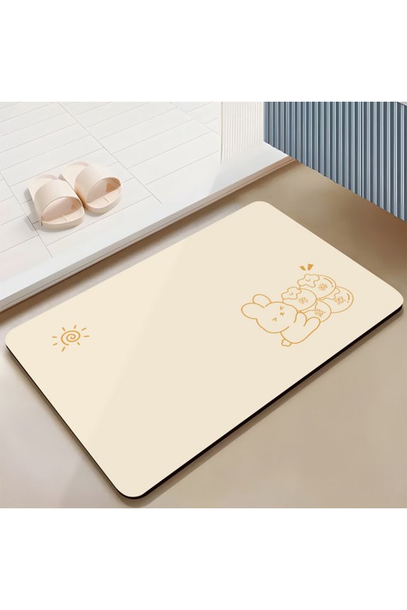 Modern Diatom Mud Bath Mat with Line Painting Design, Highly Absorbent Floor Mat for Bathroom Sink Area, Anti-Skid Surface for Safety, Versatile Use for Kitchen and Laundry Rooms