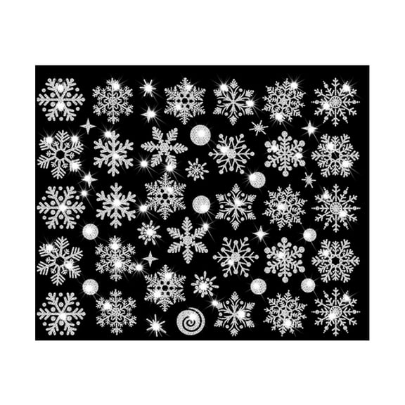 JMKQLZ New Christmas Snowflake Glitter Static Window Sticker Wall Door Decal Easy to Apply Reposition Reuse No Residue Versatile for Smooth Surfaces