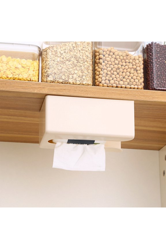 No-Drill Wall Mounted Tissue Box, Household Dining Bedroom Paper Dispenser, Plastic Tissue Storage Holder