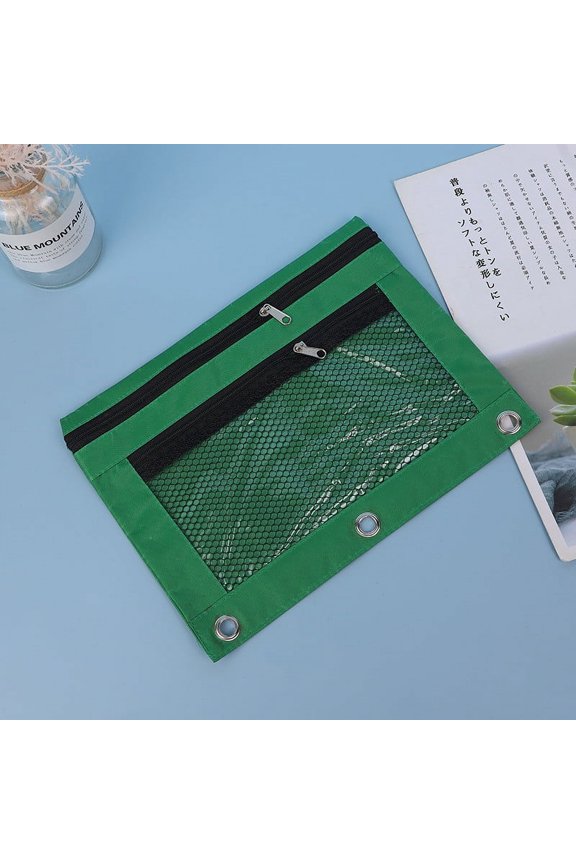 Oxford Cloth Pencil Case With Double Layer Mesh Compartments Large Capacity Zipper Closure Pencil Bag Clear View Window For Office Stationery Organization