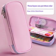 JMKQLZ Pencil Case, Large Capacity Pencil Case Organizer, Double Zipper Storage Bag, Multifunctional Pencil Pouch for College Office Teen Men Women Adult