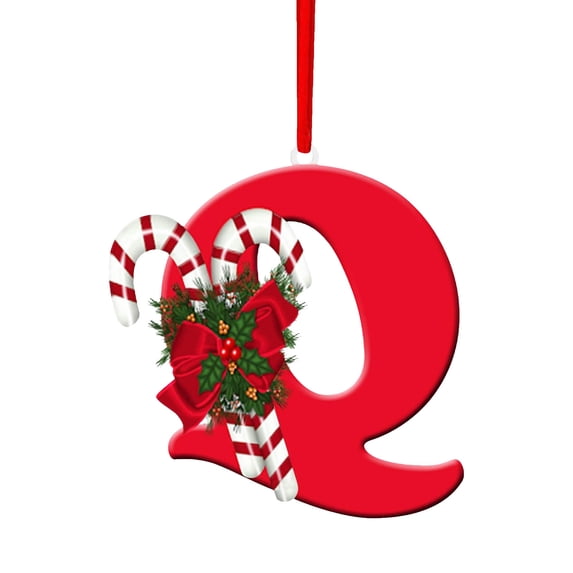 JMKQLZ Personalized DIY Christmas Alphabet Hanging Decorations, 26 Letters Acrylic Pendants with Classic Holiday Symbols for Tree Wreath Window Door Festive Decor