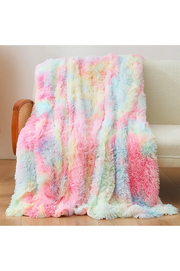 Rainbow Tie-Dye Fleece Blanket - Soft Polyester Throw Blanket for Couch and Bed with Cozy Warmth and Stylish Design